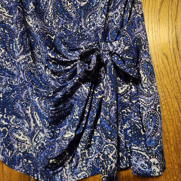 Dana Buchman Womens Blue Paisley Print Top W/ Side Tie Detail 1X - Picture 3 of 8